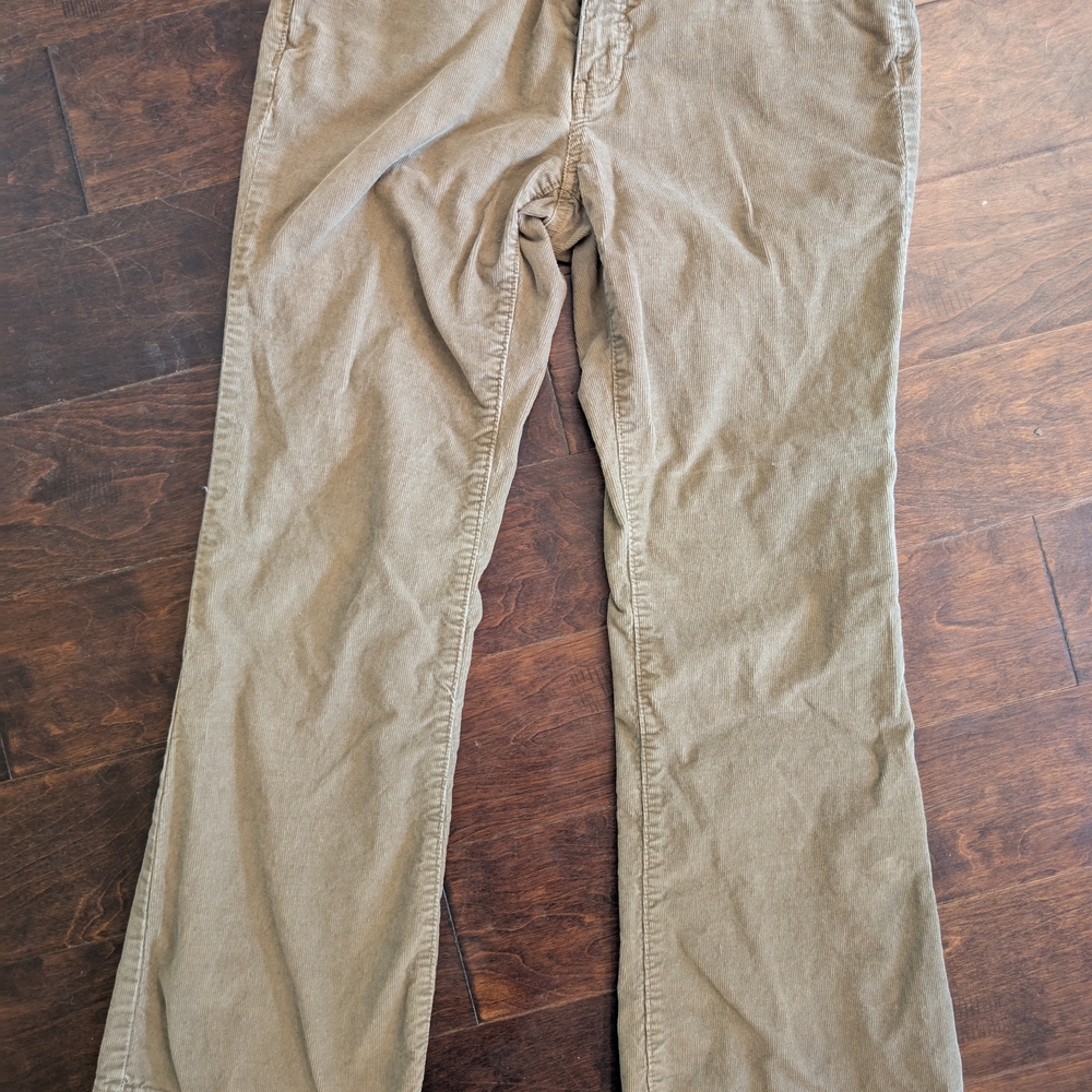 Tan Corduroy Pants with Flared Leg for Casual Wear